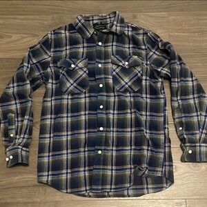 Men’s Banana Republic Navy Blue & Green Plaid Button Down Shirt, Size Medium